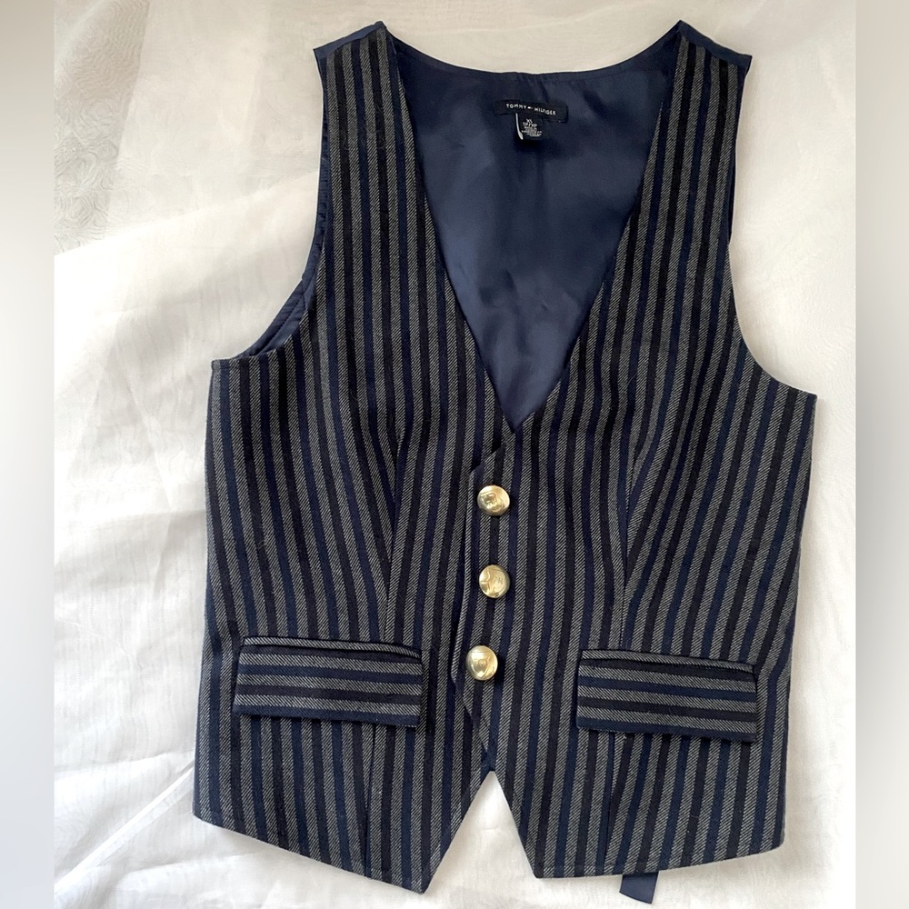 Tommy Hilfiger navy button up vest